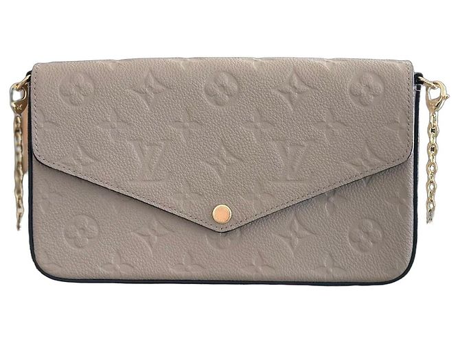 Pochette Félicie Louis Vuitton Pochette Felicie Monogram Empreinte Bolsa de Couro Bege