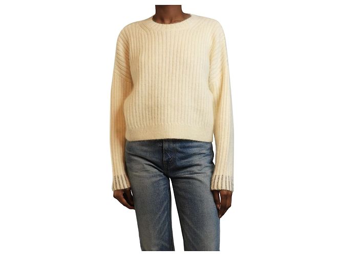 3.1 Phillip Lim Creme Strickpullover mit Diamanten - Größe S Roh 