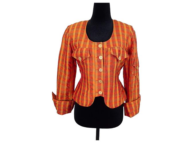 Orange karierte Jacke Bazar de Christian Lacroix