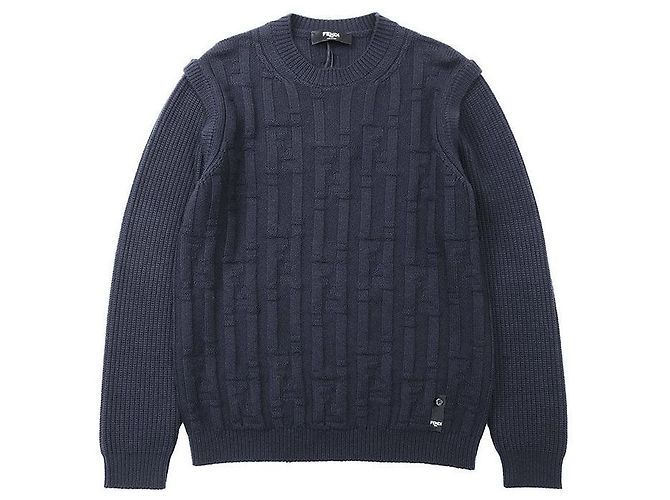 Suéter de lã com logo FF da Fendi Azul Azul marinho