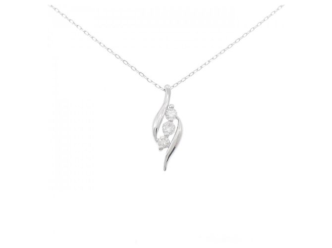 Autre Marque Collar de diamante en oro blanco Au750 Plata