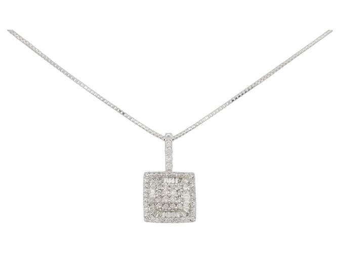 Autre Marque Collar de diamantes en oro blanco Au750 Plata