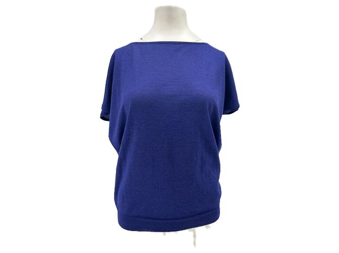 Leetha Top de cachemira azul
