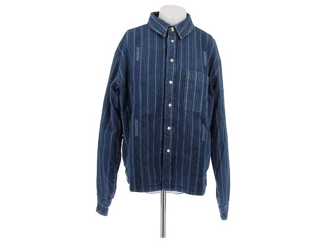 Jacquemus Giacca di jeans a righe Blu