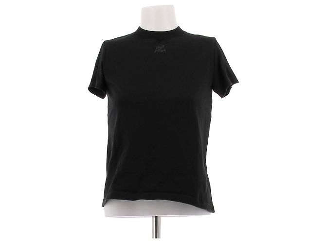 Camiseta de algodón negra Courreges Negro