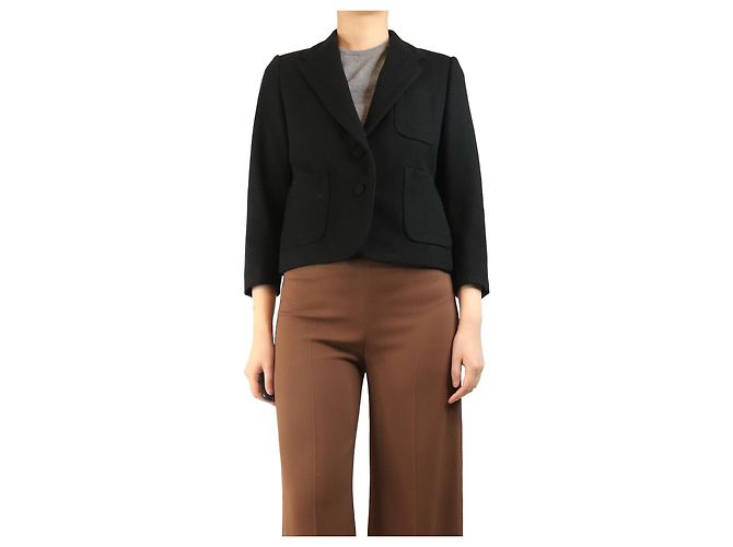 Dries Van Noten Black cropped wool jacket - size UK 10