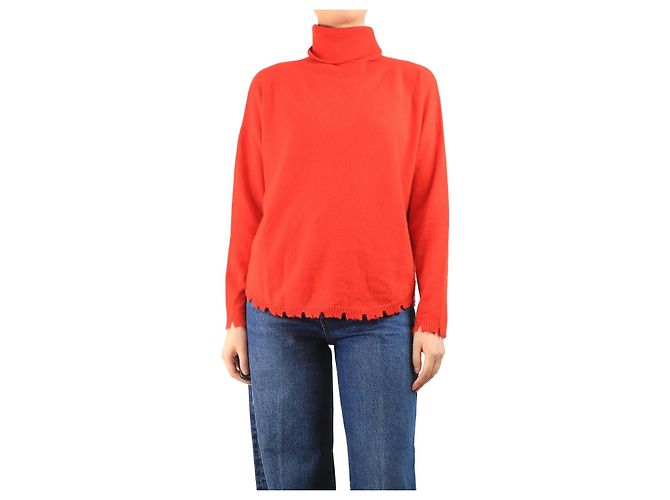 Autre Marque Roter Kaschmir-Rollkragenpullover - Größe M 