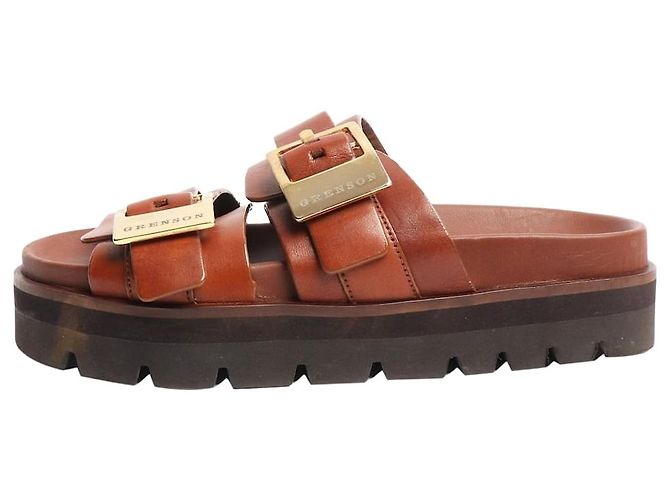 Autre Marque Brown leather platform sandals - size EU 38