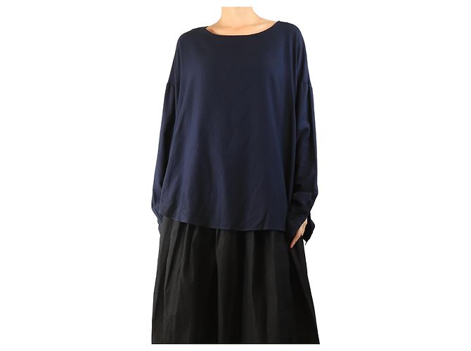 Autre Marque Top de manga larga azul marino - talla L