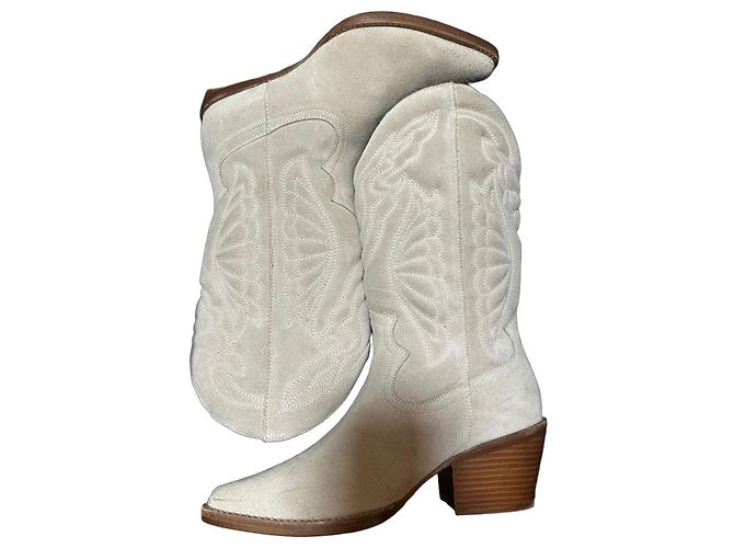 Autre Marque Bronx Jukeson Suede Cowboy Boots Sand