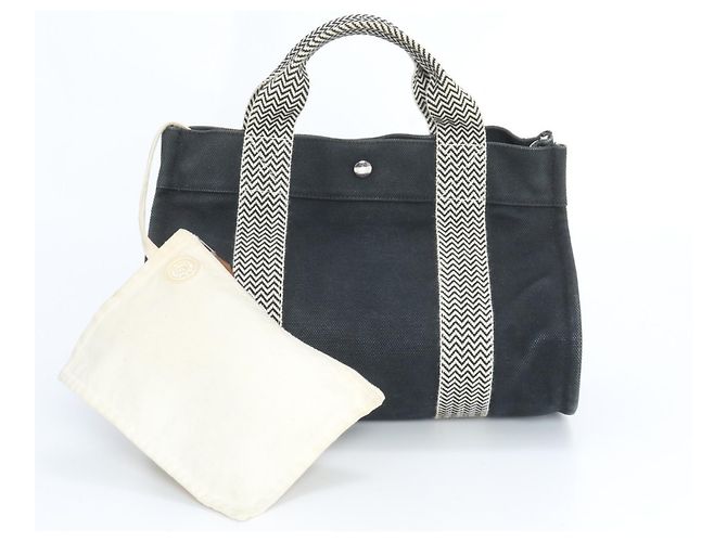 Sac à main Hermès Cannes PM avec pochette Noir Blanc