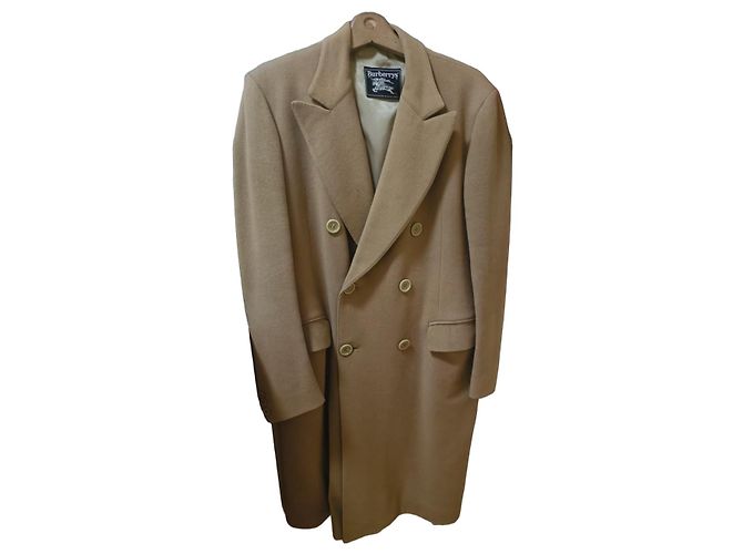 Burberry Double Breasted Wool Coat Camel
