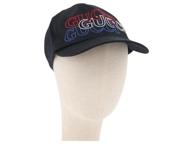 GUCCI Cap Canvas Black Auth BA11971A