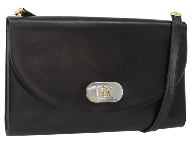 Borsa a Spalla Christian Dior in Pelle Nera e Oro Auth BA11919 Nero D'oro