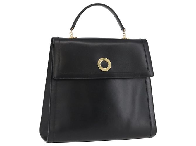 Borsa a mano CÉLINE Circle in pelle nera e oro Auth BAZ793V Nero D'oro