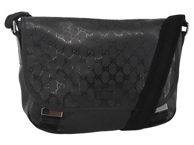 Borsa a Spalla GUCCI GG Implementation PVC Nero Argento 201732 Auth ka3564