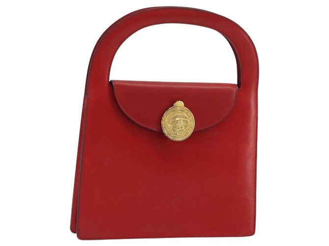 Céline Borsa Medallion in pelle rossa e oro Auth BAZ711A Rosso D'oro
