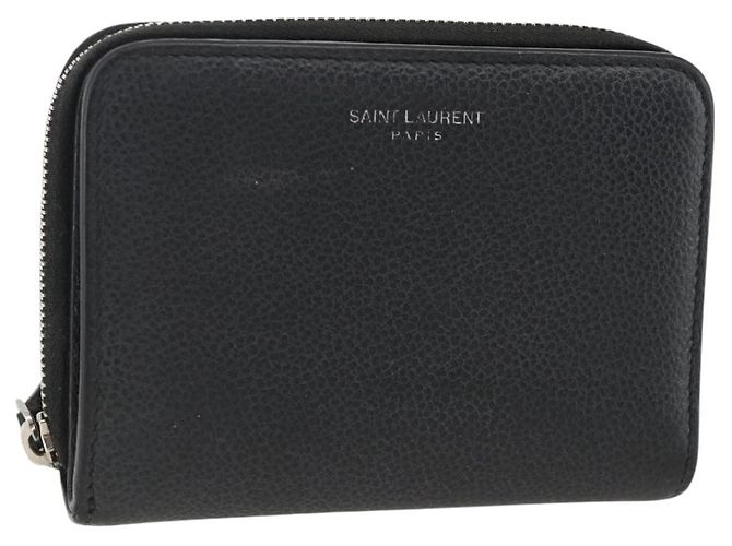 Portafoglio Bifold in Pelle Nera Argento Auth bs34223 SAINT LAURENT Nero