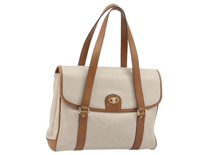 Céline Borsa a mano CELINE in pelle bianca e oro Auth 166779 Bianco D'oro