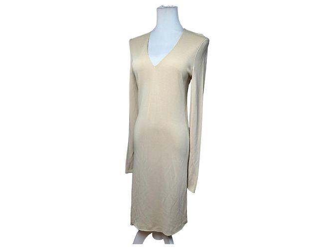 Vintage Gucci Viskosekleid M Beige