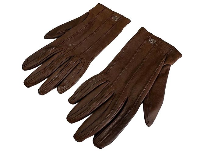 Vintage Loewe Madrid Lederhandschuhe braun