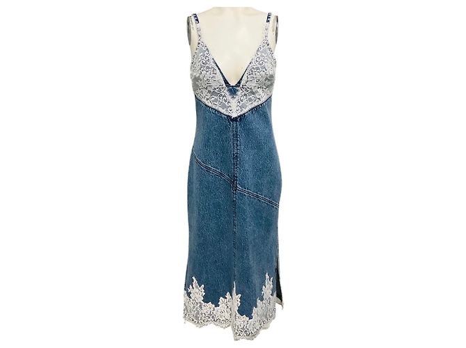 Vestido de mezclilla azul 3.1 Phillip Lim con encaje
