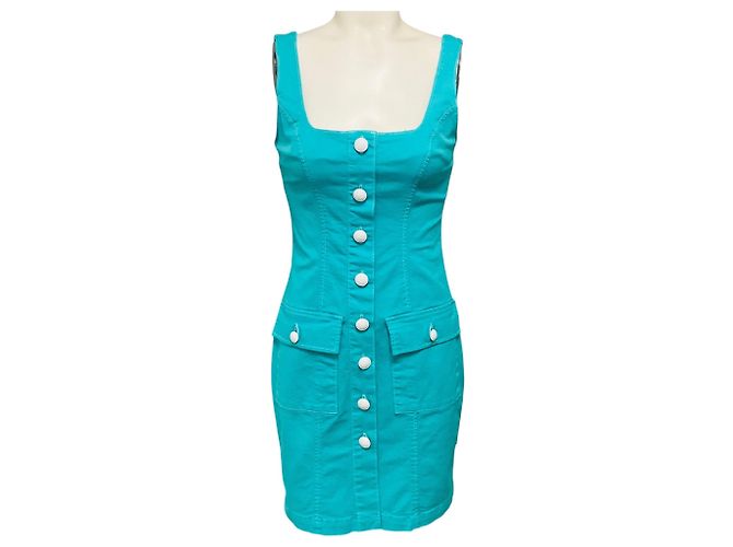 Vestido midi con botones frontales en contraste azul piscina / blanco de L'Agence