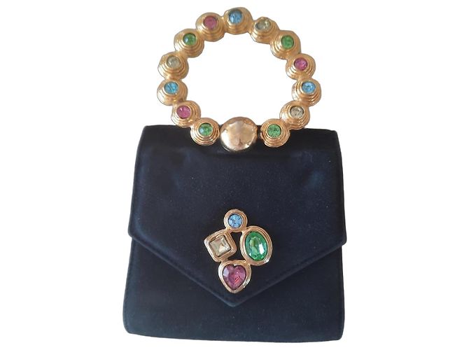 Autre Marque Edouard Rambaud Handtasche mit Schmucksteinen Schwarz