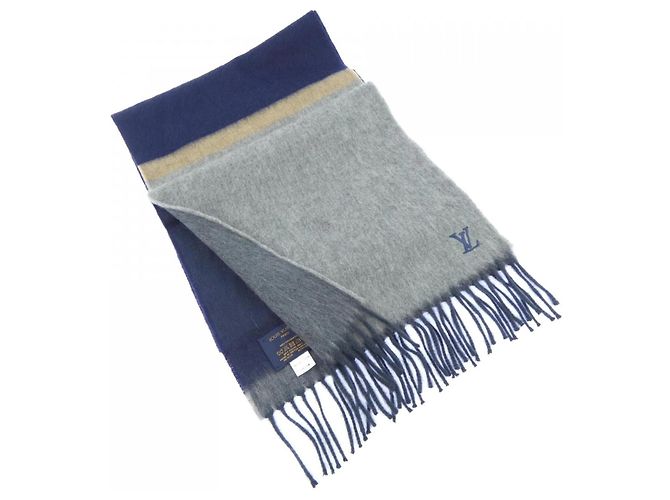 Écharpe en cachemire Louis Vuitton Marron Bleu Marine