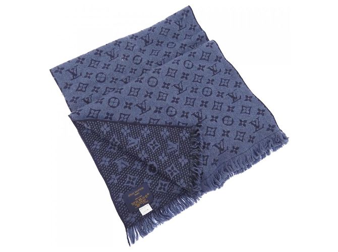 Sciarpa Classica Monogram Louis Vuitton Blu navy