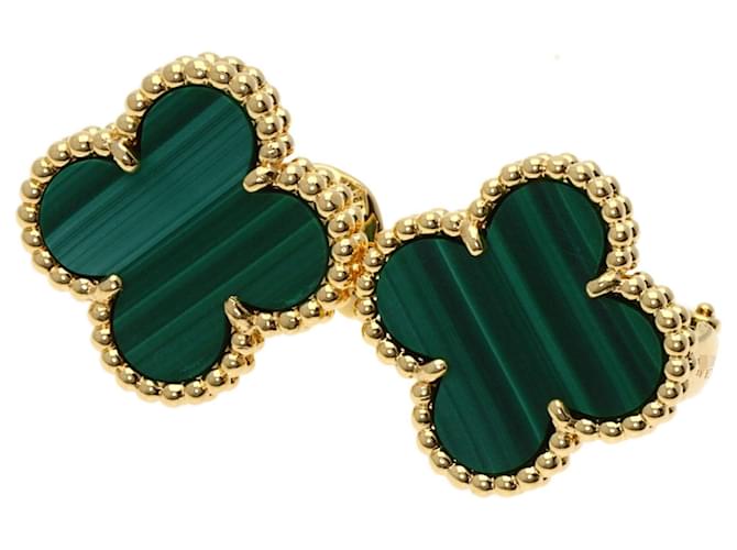 Van Cleef & Arpels Vintage Alhambra Malachite Earrings 