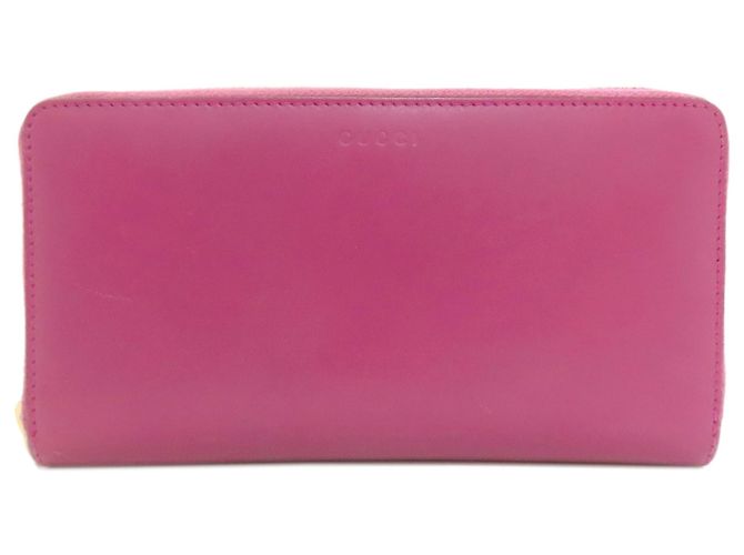 Cartera larga de cuero rosa Gucci