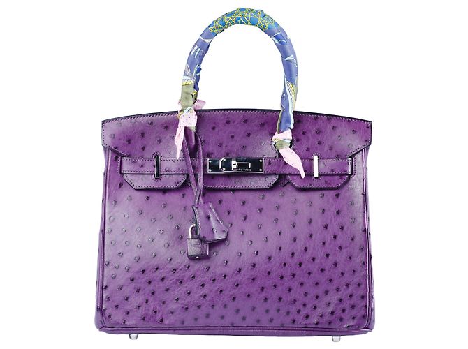 Hermès Birkin 30 em avestruz roxo