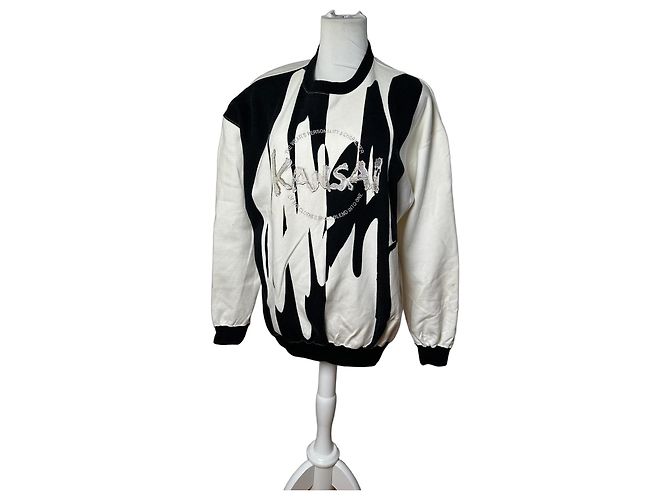 Autre Marque Pull ras du cou vintage Kansai Yamamoto noir et blanc M