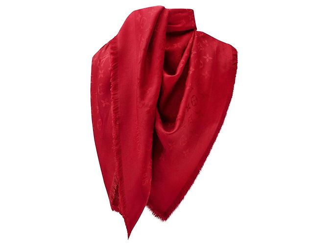 Sciarpa Louis Vuitton Monogram rossa seta e lana Rosso 