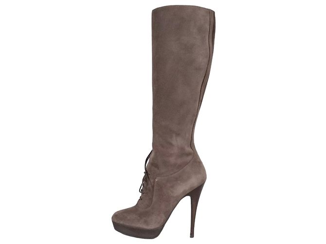 Saint Laurent Graphite Suede Boots - Size 37.5 Pre-owned