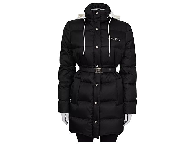 Giacca puffer oversize in gabardine nera Miu Miu IT 40/S usata