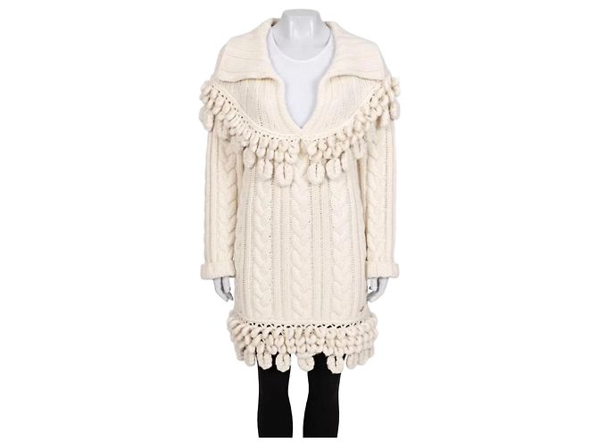 Chanel 2009 Weißes Kaschmir Strickkleid Größe 36 Gebraucht