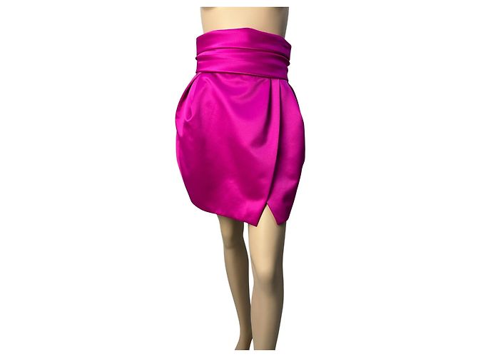 Gonna Mini in Satin Fucsia Alexandre Vauthier Taglia 38
