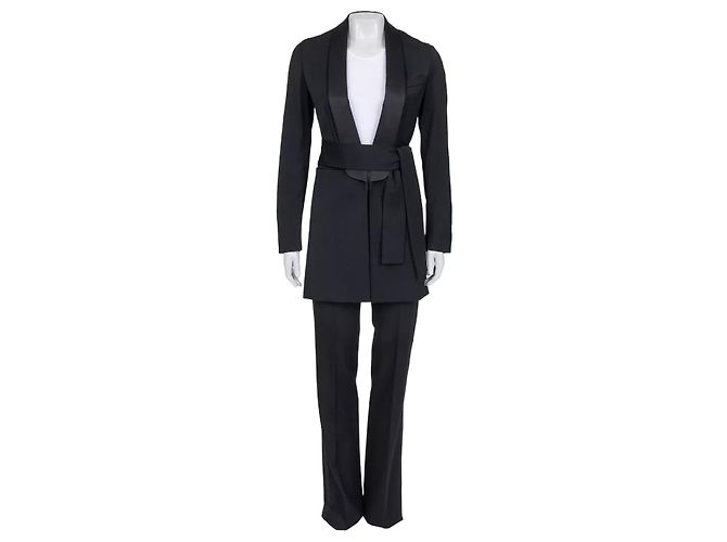 Saint Laurent Black Wool Suit with Long Jacket - EU36/S Pre-owned