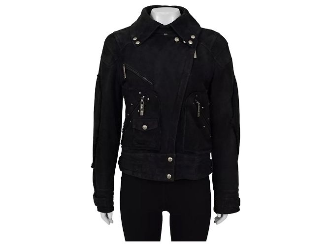 Schwarze Jacke aus echtem Lammfell von Christian Dior, gebraucht