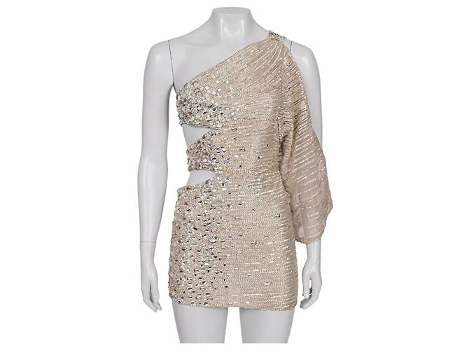 Zuhair Murad Silberne Perlen Cocktailkleid - Größe S Gebraucht