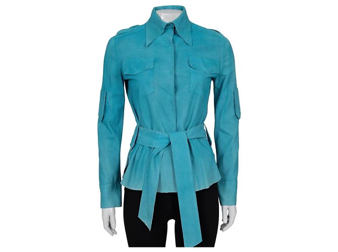 Camicia in pelle perforata Dolce & Gabbana - Azzurro chiaro, M usata