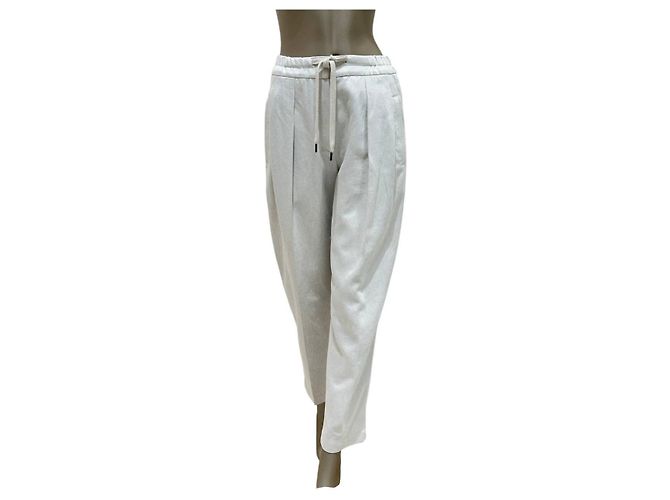 Pantalones de algodón blanco Brunello Cucinelli - Talla 40 De segunda mano