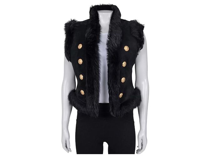 Schwarze Lammlederweste von Balmain - Größe IT40 / S gebraucht