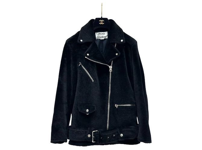 Acne Studios Shearling Leder Bikerjacke - Größe 32 (XXS) Gebraucht