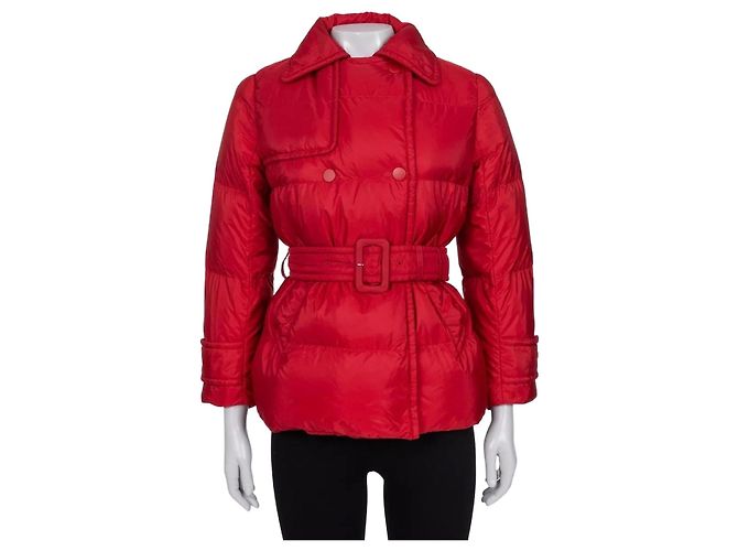 Prada Red Fitted Down Jacket Winter Coat Sz 38/XS Pre-owned