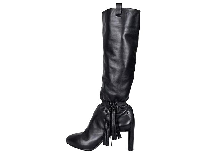 Céline Celine Schwarze Lederfransen Stiefel - Größe 38 Gebraucht