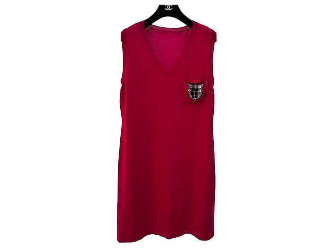 Chanel Vintage 2013 Rotemblem-Pullover-Tunika Kleid Größe 44-46 Gebraucht