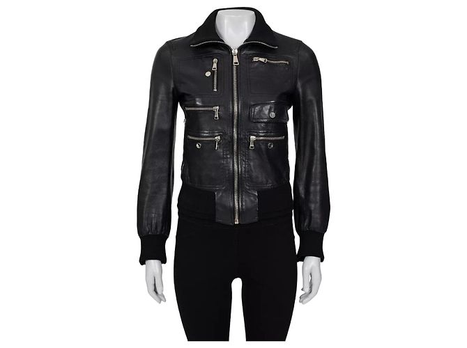Dolce & Gabbana Black Leather Jacket - IT38 / XS pre-owned